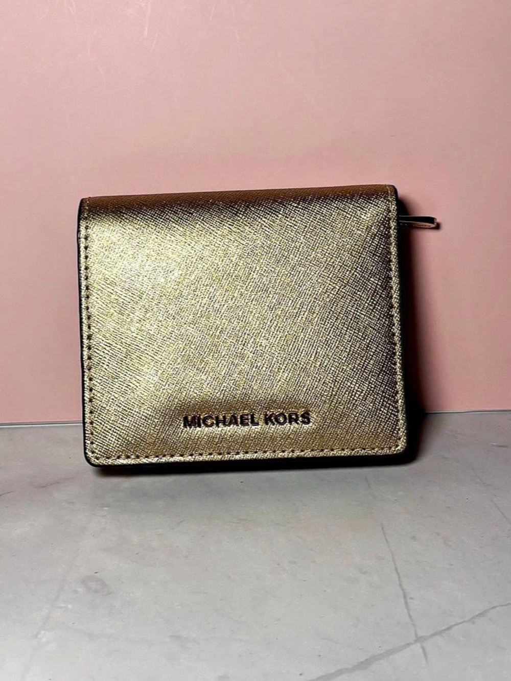 💛 Michael Kors Metallic Gold Saffiano Leather Wallet